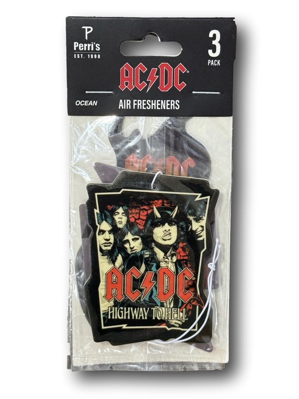 3-Pack AC/DC "Highway To Hell" Licensed Air Fresheners - Ocean Scent - NWT